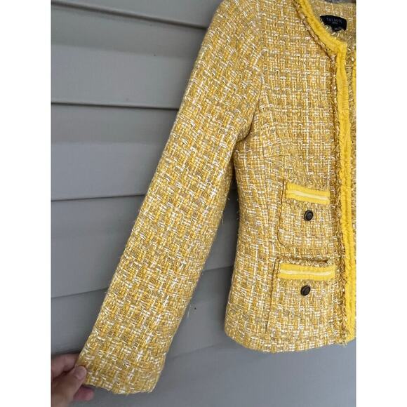 Talbots TWEED JACKET Blazers Women yellow Long sleeve Knit 6P Career Elegant - Picture 9 of 15